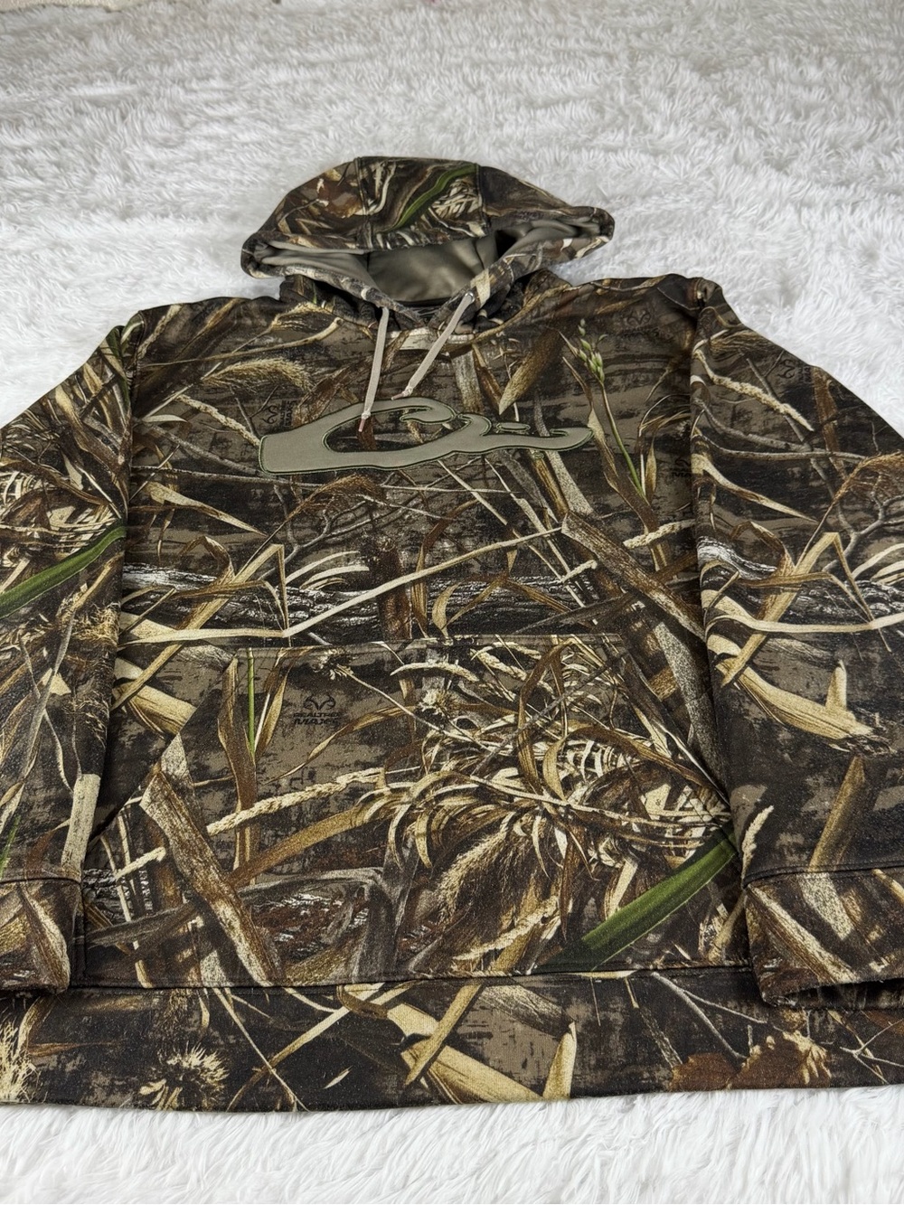 Drake Waterfowl Camo Realtree Hoodie Men’s Large Max 5 Fleece Pullover Sweater